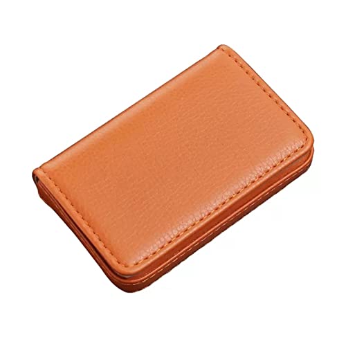 MXMZSRTH Geschäftskartenhalter Visitenkartenetui aus Leder in Mehreren Farben erhältlich (Farbe : Orange, Size : 10x6.4x1.8cm) von MXMZSRTH