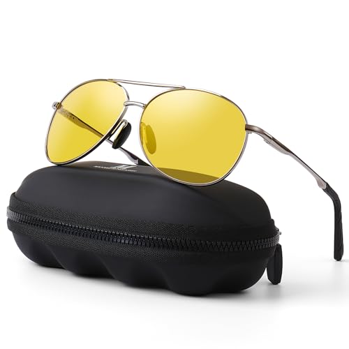 MXNXEU Sonnenbrille Herren Fahrerbrille Polarisiert Schwarz Polarisierte Sonnenbrille Herren Outdoor Vintage Unisex UV400 Fahren Sonnenbrille-Gelb/Asche von MXNXEU