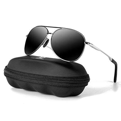 MXNXEU Sonnenbrille Herren Fahrerbrille Polarisiert Schwarz Polarisierte Sonnenbrille Herren Outdoor Vintage Unisex UV400 Fahren Sonnenbrille-Schwarze/Silber von MXNXEU