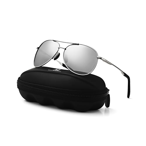 MXNXEU Sonnenbrille Herren Fahrerbrille Polarisiert Schwarz Polarisierte Sonnenbrille Herren Outdoor Vintage Unisex UV400 Fahren Sonnenbrille-Silber/Silber von MXNXEU