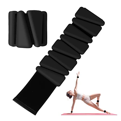 MXiiXM Handgelenkgewichte 2er Set, Verstellbare Silikon-Workout-Gewichte für Damen und Herren, Tragbare Knöchel-/Handgelenkgewichte Geeignet für Yoga, Tanz, Poolübungen und Joggen, 0.9 kg (Schwarz) von MXiiXM