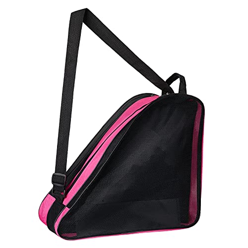 MXiiXM Rollschuh-Tasche, atmungsaktive Schlittschuh-Tasche mit verstellbarem Schultergurt, Oxford-Tuch, Skating-Schuhe, Aufbewahrungstasche für Damen, Kinder und Erwachsene, Rollschuh-Zubehör (Pink) von MXiiXM