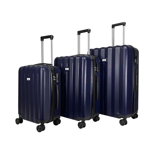 MY TRAVEL BAG ABS Hartschalen-Koffer Trolley Reisekoffer Tasche (Handgepäck-Mittel-Groß-Set) Zwillingsrollen (Dunkelblau, 3er Set) von MY TRAVEL BAG