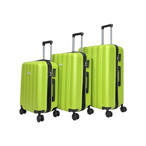 MY TRAVEL BAG ABS Hartschalen-Koffer Trolley Reisekoffer Tasche (Handgepäck-Mittel-Groß-Set) Zwillingsrollen (Grün, 3er Set) von MY TRAVEL BAG