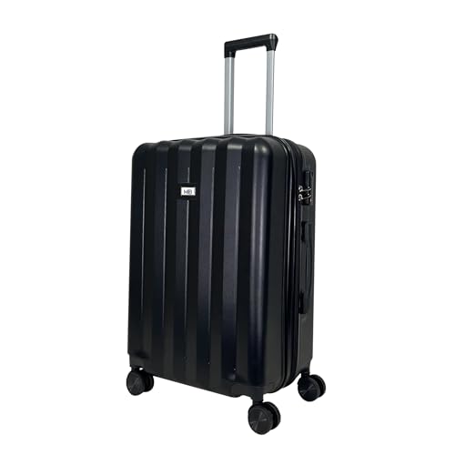 MY TRAVEL BAG ABS Hartschalen-Koffer Trolley Reisekoffer Tasche (Handgepäck-Mittel-Groß-Set) Zwillingsrollen (Schwarz, Mittlerer Koffer (65cm)) von MY TRAVEL BAG