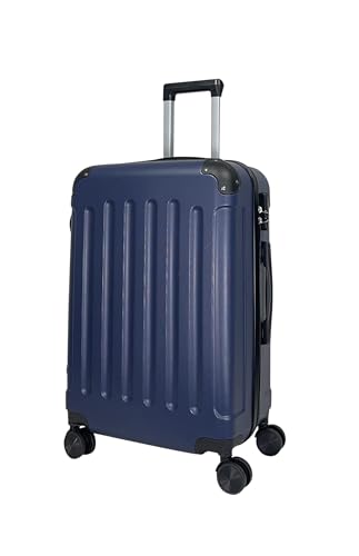 MY TRAVEL BAG Hartschalen-Koffer Reisekoffer ABS Koffer Trolley (Handgepäck-Mittel-Groß-Set) 4 Doppel-Rollen (Dunkelblau, Großer Koffer (75cm)) von MY TRAVEL BAG