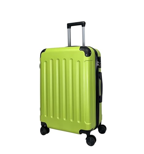 MY TRAVEL BAG Hartschalen-Koffer Reisekoffer ABS Koffer Trolley (Handgepäck-Mittel-Groß-Set) 4 Doppel-Rollen (Grün, Mittlerer Koffer (65cm)) von MY TRAVEL BAG
