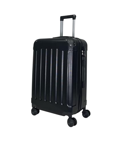 MY TRAVEL BAG Hartschalen-Koffer Reisekoffer ABS Koffer Trolley (Handgepäck-Mittel-Groß-Set) 4 Doppel-Rollen (Schwarz, Großer Koffer (75cm)) von MY TRAVEL BAG