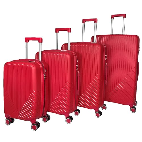 MY TRAVEL BAG Hartschalen-Koffer Trolley Reisekoffer(M/L/XL/XXL oder Set) 4 Doppel-Rollen (4er Set, Rot) von MY TRAVEL BAG