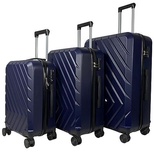MY TRAVEL BAG Hartschalen-Koffer Trolley Reisekoffer (Handgepäck-Mittel-Groß-Set) 4 Doppel-Rollen (3er Set, Blau) von MY TRAVEL BAG