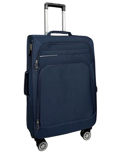 MY TRAVEL BAG Stoff Reisekoffer Trolley Erweiterbar mit Zwillingsrollen (M/L/XL/XXL oder 4er Set) Weichgepäck (Blau, Handgepäck (55cm)) von MY TRAVEL BAG
