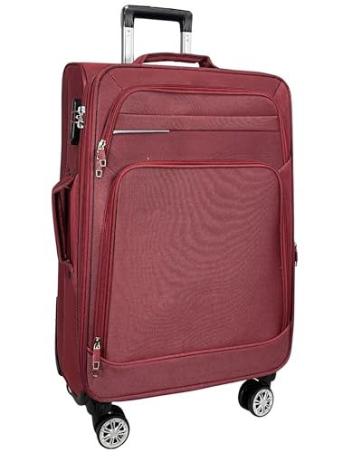 MY TRAVEL BAG Stoff Reisekoffer Trolley Erweiterbar mit Zwillingsrollen (M/L/XL/XXL oder 4er Set) Weichgepäck (Rot, Sehr großer Koffer (85cm)) von MY TRAVEL BAG