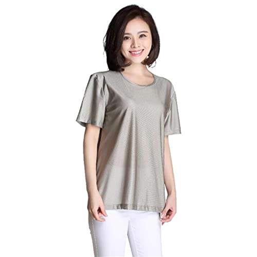 MYENA 5g Strahlenschutzfrauen T-Shirt, 100% Silberfaser Elektromagnetische Welle RFID-Abschirmung EMF Schutzkleidung, RF/Mikrowellenschutz,Silber,XL von MYENA