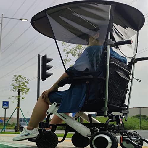 MYENA Elektrischer Rollstuhl-Regenschirm, Sonnenschutz, Regenschutz, UV-beständiger Schutz, Rollstuhl-Überdachungs-Regenschirmständer für die meisten Rollstühle von MYENA