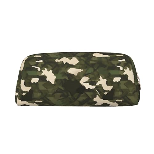 Armee-Camouflage-Stiftetui, leicht, tragbar, Leder, mit Reißverschluss, 20,5 x 5,5 x 8 cm, für Büro, Reisen, Make-up, Aufbewahrungstasche, gold, Einheitsgröße, Münzfach von MYGANN