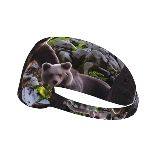 Elastisches Haarband mit Tierbär-Druck, Unisex, für Outdoor-Sport, Yoga, Laufen, Fitness von MYGANN