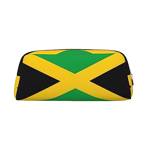 Federmäppchen mit Jamaika-Flagge, leicht, tragbar, Leder, mit Reißverschluss, 20,5 x 5,5 x 8 cm, für Büro, Reisen, Make-up, Aufbewahrungstasche, gold, Einheitsgröße, Münztasche von MYGANN