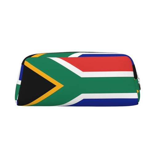 Federmäppchen mit Südafrika-Flagge, leicht, tragbar, Leder, mit Reißverschluss, 20,5 x 5,5 x 8 cm, für Büro, Reisen, Make-up, Aufbewahrungstasche, silber, Einheitsgröße, Münztasche von MYGANN