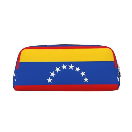 Federmäppchen mit Venezuela-Flagge, leicht, tragbar, Leder, mit Reißverschluss, 20,5 x 5,5 x 8 cm, für Büro, Reisen, Make-up, Aufbewahrungstasche, gold, Einheitsgröße, Münzfach von MYGANN