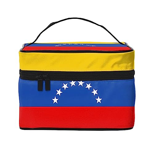 Kosmetiktasche mit Flagge von Venezuela, großes Fassungsvermögen, tragbar, wasserdicht, 23 x 17 x 16 cm, für Reisen, Outdoor, Sport, Hochzeit, Begleiter, Geschenk, Schwarz , Einheitsgröße von MYGANN