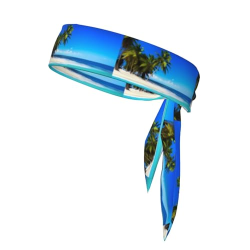 Palm Trees And Clear Sea Unisex Sport Strap Reversible Bandana Schal für Yoga Fitness Jogging von MYGANN