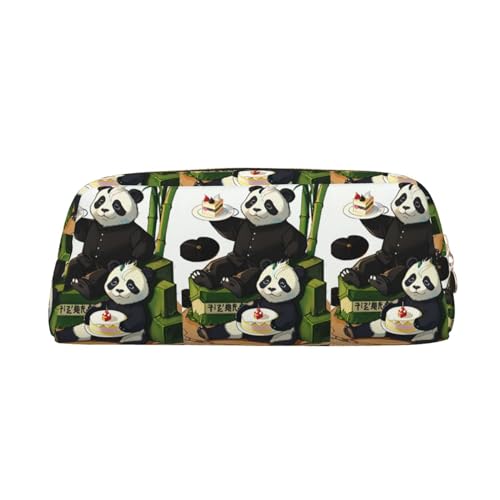 Pandas of Father and Son Federmäppchen, leicht, tragbar, Leder, mit Reißverschluss, 20,5 x 5,5 x 8 cm, für Büro, Reisen, Make-up, Aufbewahrungstasche, gold, Einheitsgröße, Münzfach von MYGANN