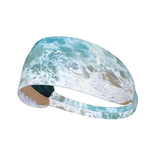 Schönes elastisches Haarband mit Meereswellen, Unisex, für Outdoor-Sport, Yoga, Laufen, Fitness von MYGANN