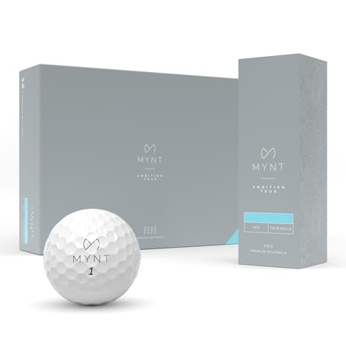 MYNT Ambition Tour | Premium Golfbälle | Ionomer Beschichtung | 350 Dimple Design | Für Turnierspieler | Golfball in Weiß (12 Golfbälle) von MYNT