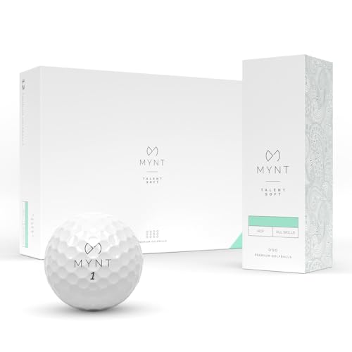 MYNT Talent Soft | Premium Golfbälle | Surlyn Beschichtung | 350 Dimple Design | Für Profis & Anfänger | Golfball in Weiß (12 Golfbälle) von MYNT