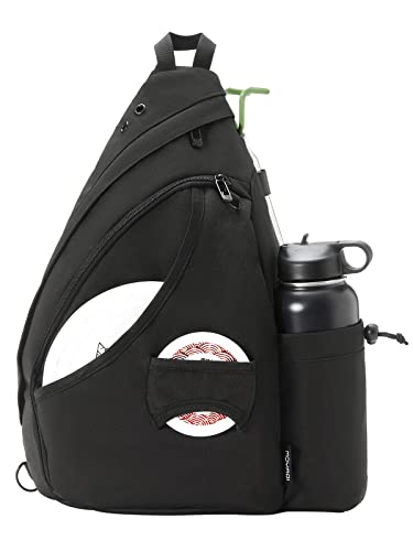 MOYAQI Disc-Golftasche mit Retriever-Halterung und Aufbewahrungstaschen, Discgolf-Rucksack mit 8-10 Disc-Kapazität, gepolstertem, verstellbarem Gurt und Rückenteil, leicht und stabil (Schwarz) von MYQ MOYAQI