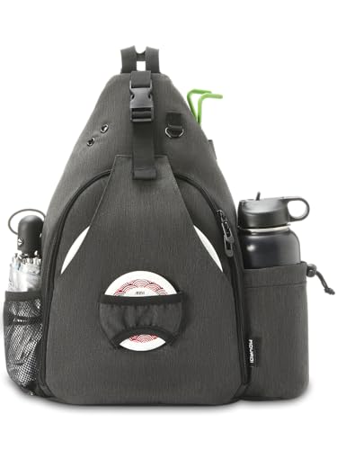 MOYAQI Disc-Golftasche mit 10–12 Discs-Kapazität, Disc-Golf-Rucksack mit Retriever-Halter und Aufbewahrungstaschen, gepolsterter, verstellbarer Gurt und Rückwand, leicht und langlebig (grau) von MYQ MOYAQI