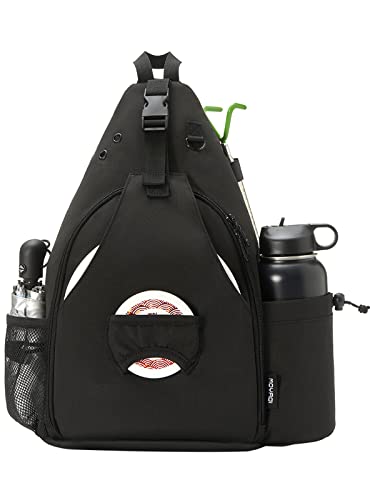 MOYAQI Disc-Golftasche mit 10–12 Discs-Kapazität, Disc-Golf-Rucksack mit Retriever-Halter und Aufbewahrungstaschen, gepolsterter, verstellbarer Gurt und Rückwand, leicht und langlebig (schwarz) von MYQ MOYAQI