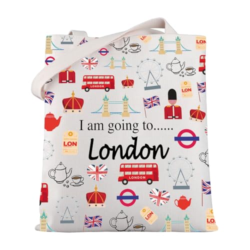 MYSOMY London Travel Gift I am Going to London Reise-Make-up-Tasche, London-Reise-Souvenir-Tasche, London-Stadtkarte, Kosmetiktasche, Going to London Tb, Modern von MYSOMY
