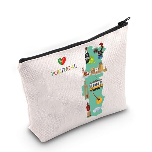 MYSOMY Portugal Reise Kosmetiktasche Portugal Reise Erinnerung Karte Geschenk Portugal Reise Souvenir Geschenk Portugal Futbol Fußball Liebhaber Geschenk, Mapportugal Tasche, Morden von MYSOMY