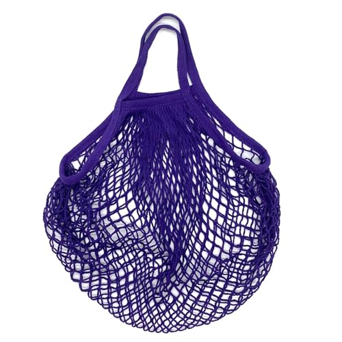 MZPOZB Tragbare Baumwoll-Netztasche Tragbare Einkaufsnetzbeutel for Netzbeutel, Obst, Gemüse, waschbar, Aufbewahrungshandtasche, Baumwolle, Faltbare Tasche for Einkaufen Netztasche (Color : Purple) von MZPOZB