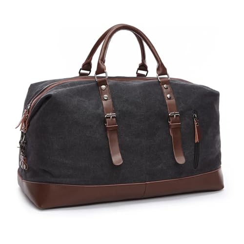 Weekender Bag Herren-Reisetaschen, Handgepäcktaschen, Herren-Seesäcke, Reisetasche, große Wochenendtasche for die Nacht Duffel-Reisetasche (Color : Black) von MZPOZB
