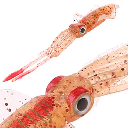 Bionischer Tintenfischköder mit Ohr, dünne Flosse, weiche Köder, Fischform, Kunstköder, Angelhaken mit Vorfach, Größe 10 von Mabta