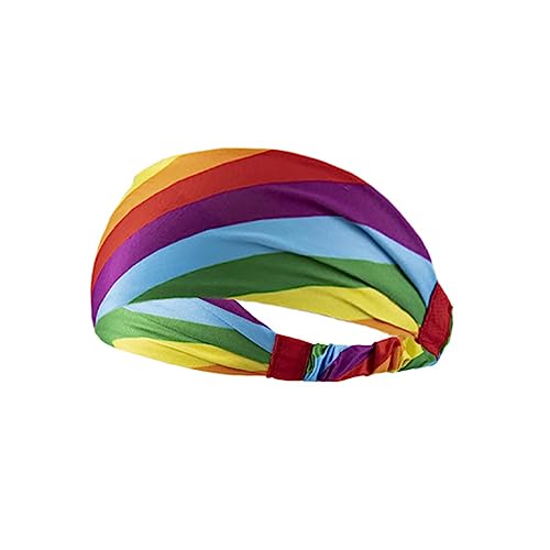Breites Stirnband, bequem, weich, elastisch, für den Alltag, Yoga, Workout, Regenbogen-Druck-Edition, Mädchen-Kopfbedeckung von Mabta