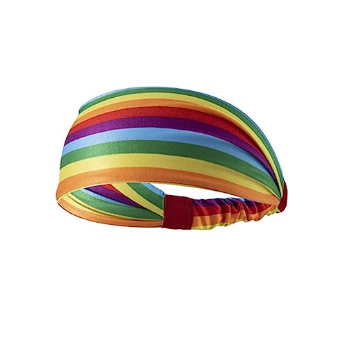 Breites Stirnband, bequem, weich, elastisch, für den Alltag, Yoga, Workout, Regenbogen-Druck-Edition, Mädchen-Kopfbedeckung von Mabta