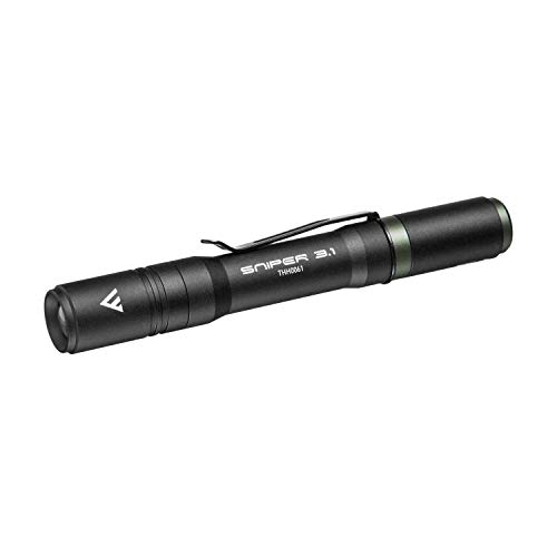 Mactronic Sniper 3.1 Taktische Mini LED-Taschenlampe 130 Lumen | Li-Ionen Akku und USB-Ladekabel | Gewicht 52 g mit Akku, stoßfest bis 2 m, Schutzart IP64, Leuchtweite 37 m, 3 Betriebsarten von Mactronic