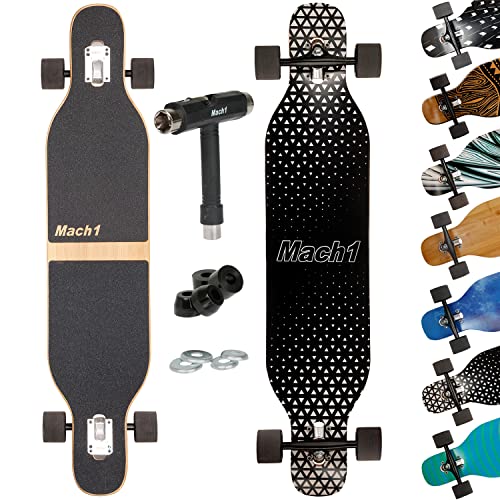 Mach1 Bambus Longboard mit Keramik Kugellager + T-Tool - Skateboard Drop Through Cruiser Komplettboard - 2853 von Mach1