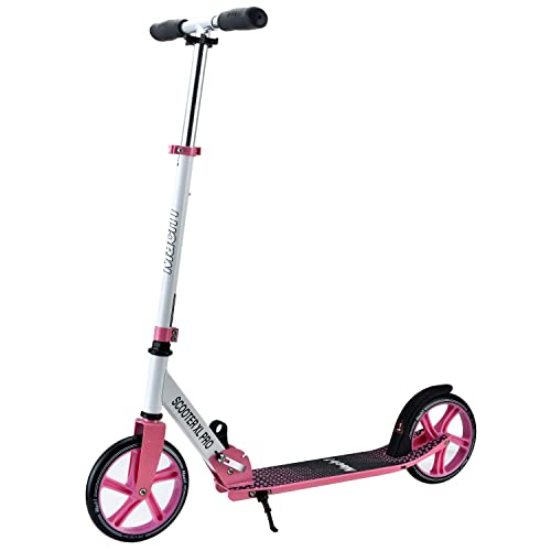 Mach1 Kick Scooter ALU City Roller Tretroller Große 200mm Big Wheel Rollen/Reifen Erwachsene und Kinderroller klappbar Kickscooter (XL Weiß Pink) von Mach1