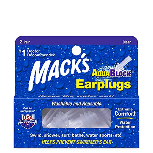 Macks Aqua Block Ohrstöpsel Transparent farblos 2 Pairs von Mack's