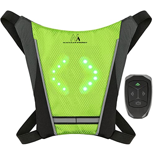 Maclean MCE420 Sicherheitswarnweste mit LED Blinker Rucksack mit Einstellbaren Richtungsanzeigern Fernbedienung Laufen Radfahren USB Wiederaufladbar Fahrradweste Universale Größe von Maclean