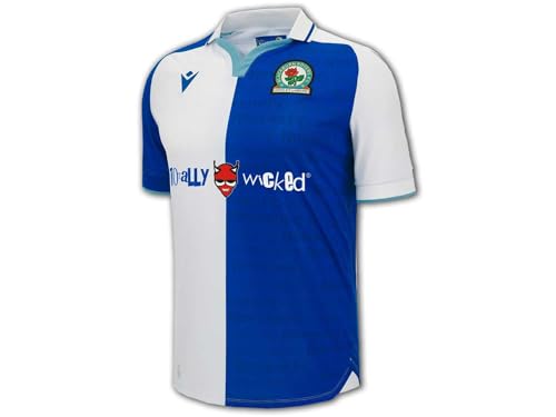 Macron Blackburn Rovers Heimtrikot 23 24 weiß blau BBR Home Shirt Fan Jersey, Größe:XL von Macron
