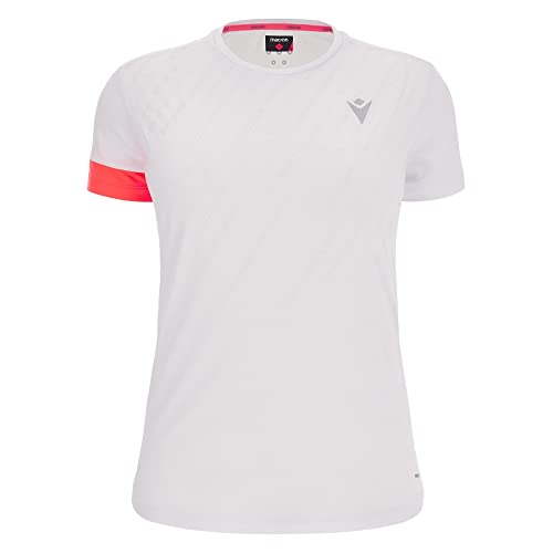 Macron Damen Run Start Scd Hattie Reflex T-Shirt PRNT Wht/Ncor Ss Wmn, Weiß, XL von Macron