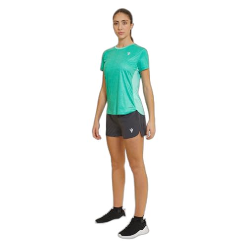 Macron Damen Run Start Scd Rita T-Shirt PRNT Aquam Mel Ss Wmn, hellblau, M von Macron