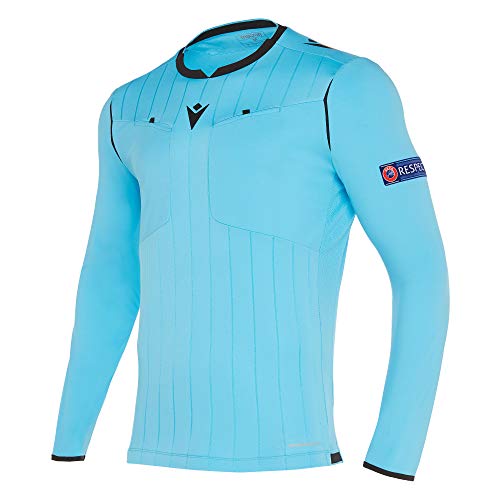 Macron Fußball 1/1-Arm-Shirt UEFA Referee 19 Schiedsrichter Trikot Herren hellblau Gr XXL von Macron