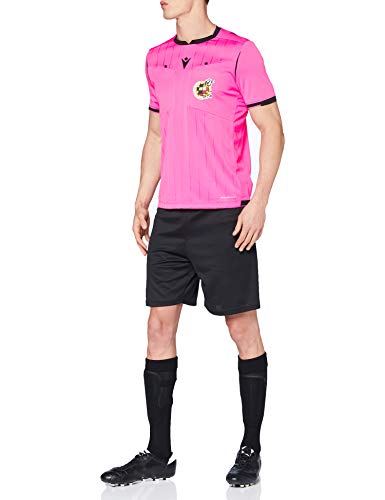 Macron Herren Rfef 20 Match Day Man Shirt Referee Ss Npnk/Blk Sr Trikot Arbitro Rosa Neon Reale Spanische Fußballverband, Fluo Pink, S von Macron