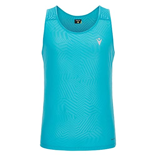 Macron Herren Run Start Scd Placid Singlet Print Nsky/Dnsky Man Tanktop, Sky Blue, S von Macron